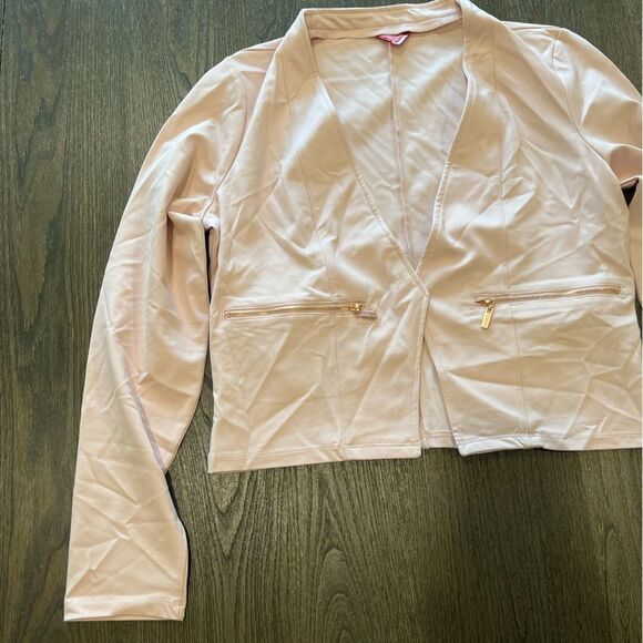 NWOT Guess Womens Light Pink Open Front Blazer Cropped Length - Size L - Picture 3 of 7